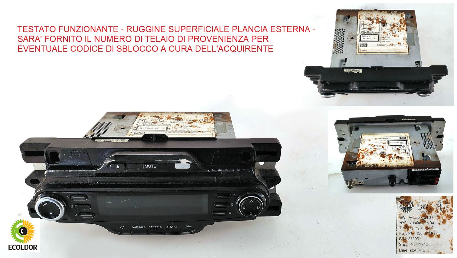 AUTORADIO STEREO ORIGINALE 1560068770 ALFA ROMEO GIULIETTA 1.6MJT 2012 41C AUTORADIO STEREO ORIGINALE 1560068770 ALFA ROMEO GIULIETTA 1.6MJT 2012 41C
