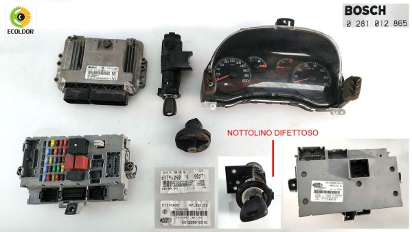 KIT CHIAVI CENTRALINA BLOCCHETTO DIFETTOSO 51798819 FIAT DOBLO 1.9JTD 2009 83B