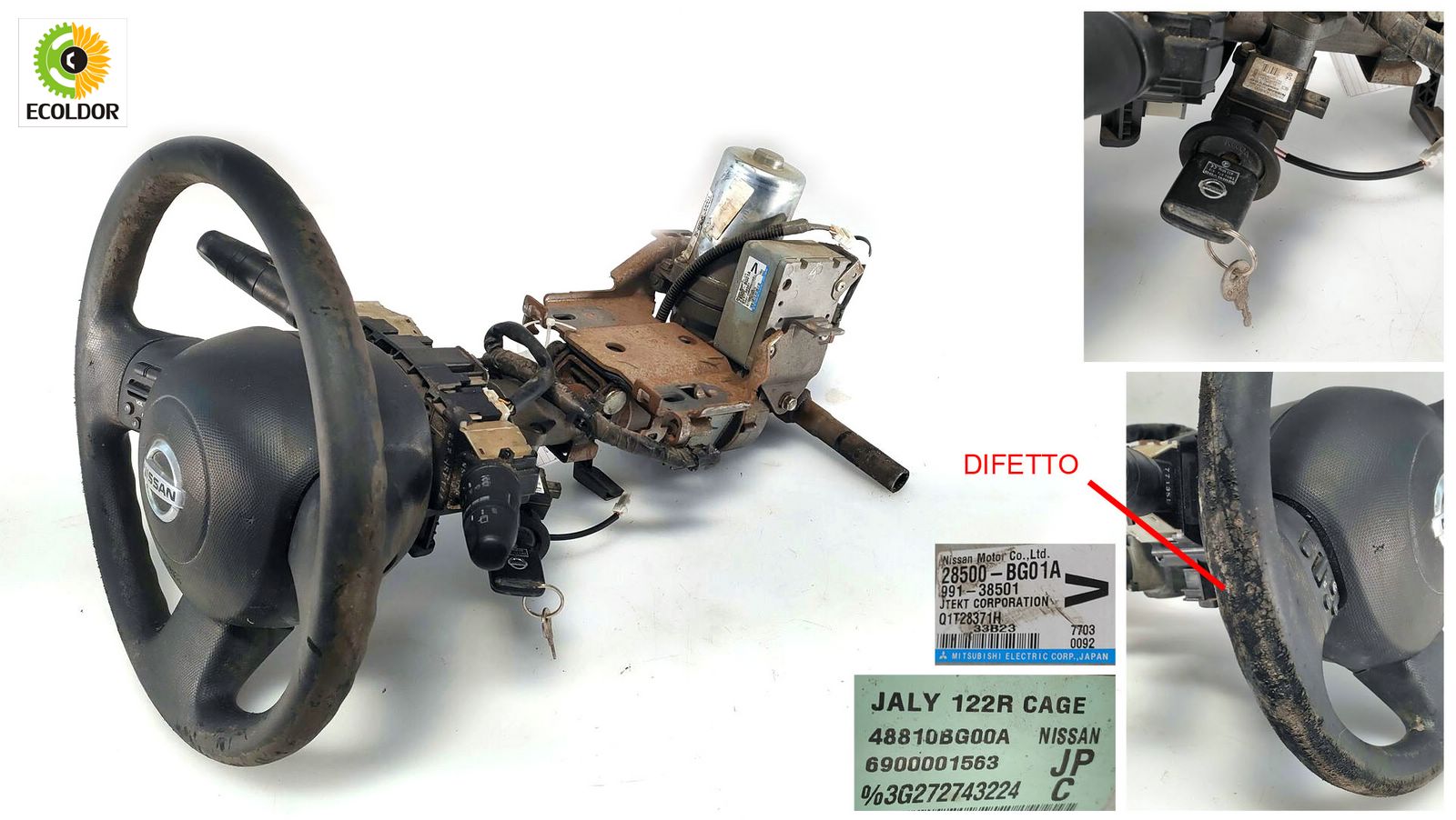 PIANTONE STERZO CITY COMPLETO VOLANTE 28500-BG01A NISSAN MICRA K12 1.2B 2005 46A