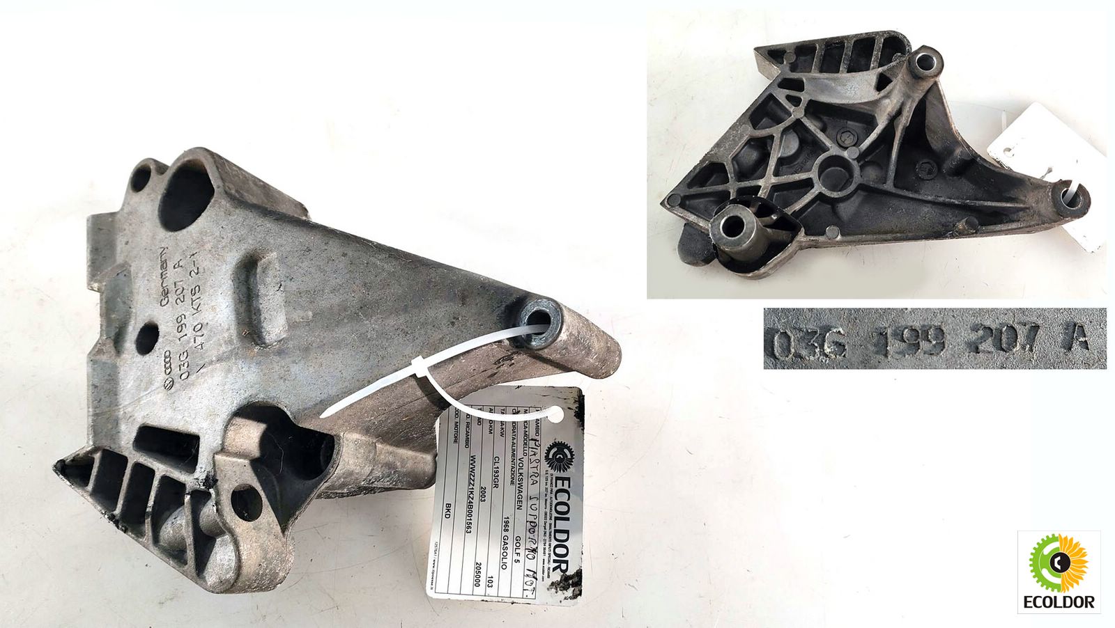 SUPPORTO MOTORE PIASTRA 03G199207A BKD VOLKSWAGEN GOLF 5 2.0TDI 2003 64C